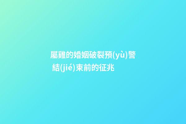 屬雞的婚姻破裂預(yù)警 結(jié)束前的征兆